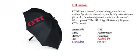 Volkswagen GTI esernyő